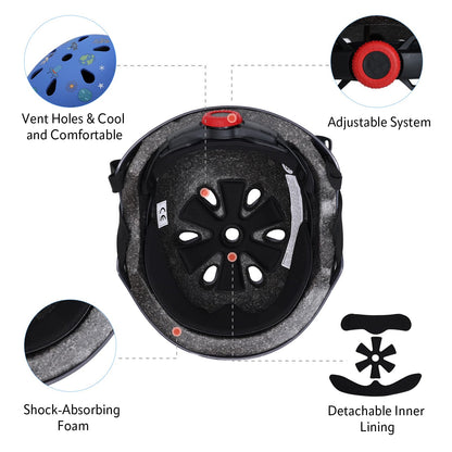 YOOXARMOR Fahrradhelm Kinder, Verstellbar Skaterhelm Reithelm für 3-5-8 Jungen und Mädchen Kinderfahrradhelm Leicht Einstellbar 50-54CM für Fahrrad Roller Skateboard Scooter