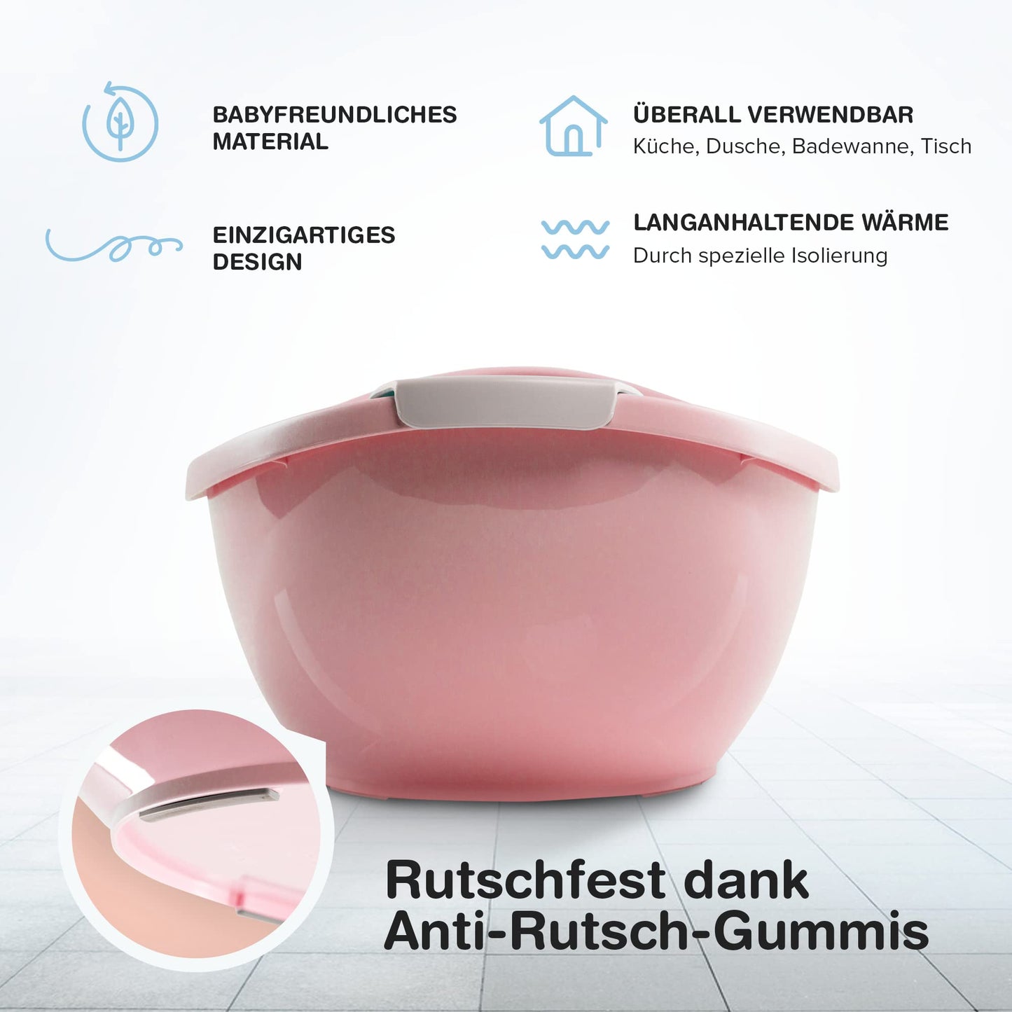 BabybeFun Baby Badewanne mit Badewanneneinsatz für Neugeborene [Testsieger] Rutschfeste Babybadewanne für Babys und Kleinkinder [0-12 Monate] Babywanne für Dusche Badewanne Weiß