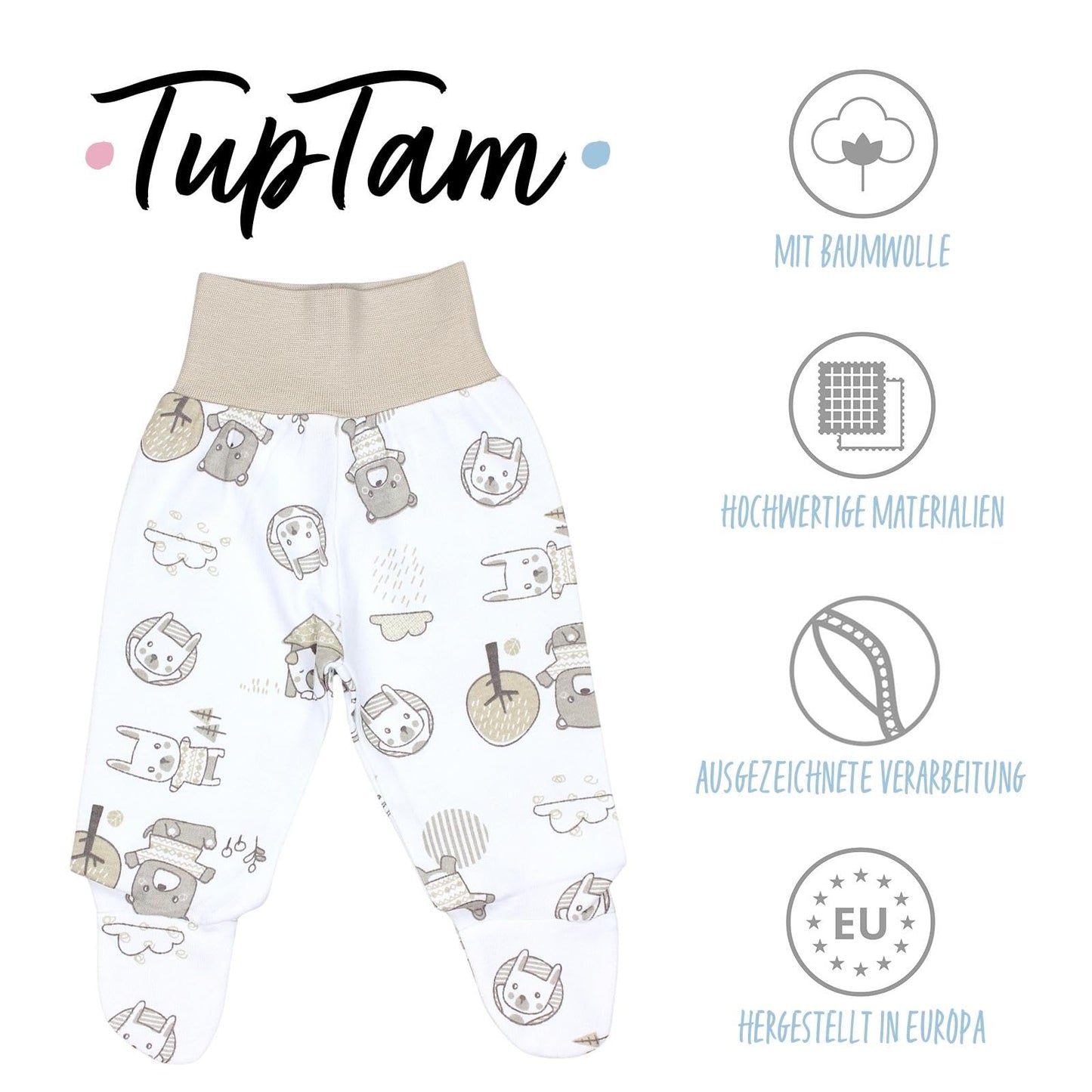 TupTam Baby Strampelhose Jungen Mädchen Hose mit Fuß 5er Pack