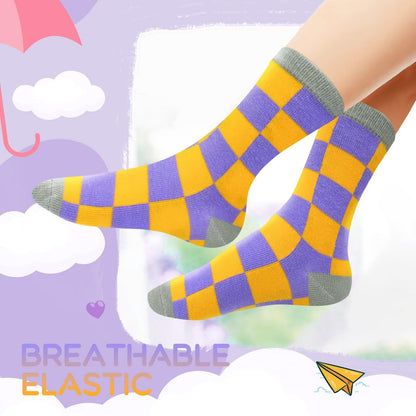 TUUHAW 10 Paar Kinder Socken für Mädchen und Jungen Socken Mit Motiv Schulkind Baumwolle Socken Bunt Gr. 23-38