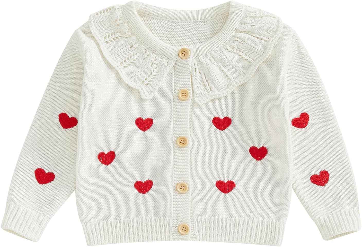 FOMOYUU Strickjacke für Kleinkinder und Neugeborene, Mädchen, langärmelig, Knopfleiste, Sweatshirt, Jacke, Herbst-Outfits