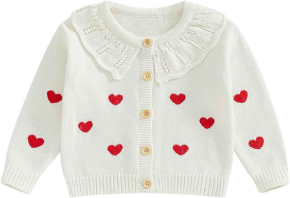 FOMOYUU Strickjacke für Kleinkinder und Neugeborene, Mädchen, langärmelig, Knopfleiste, Sweatshirt, Jacke, Herbst-Outfits