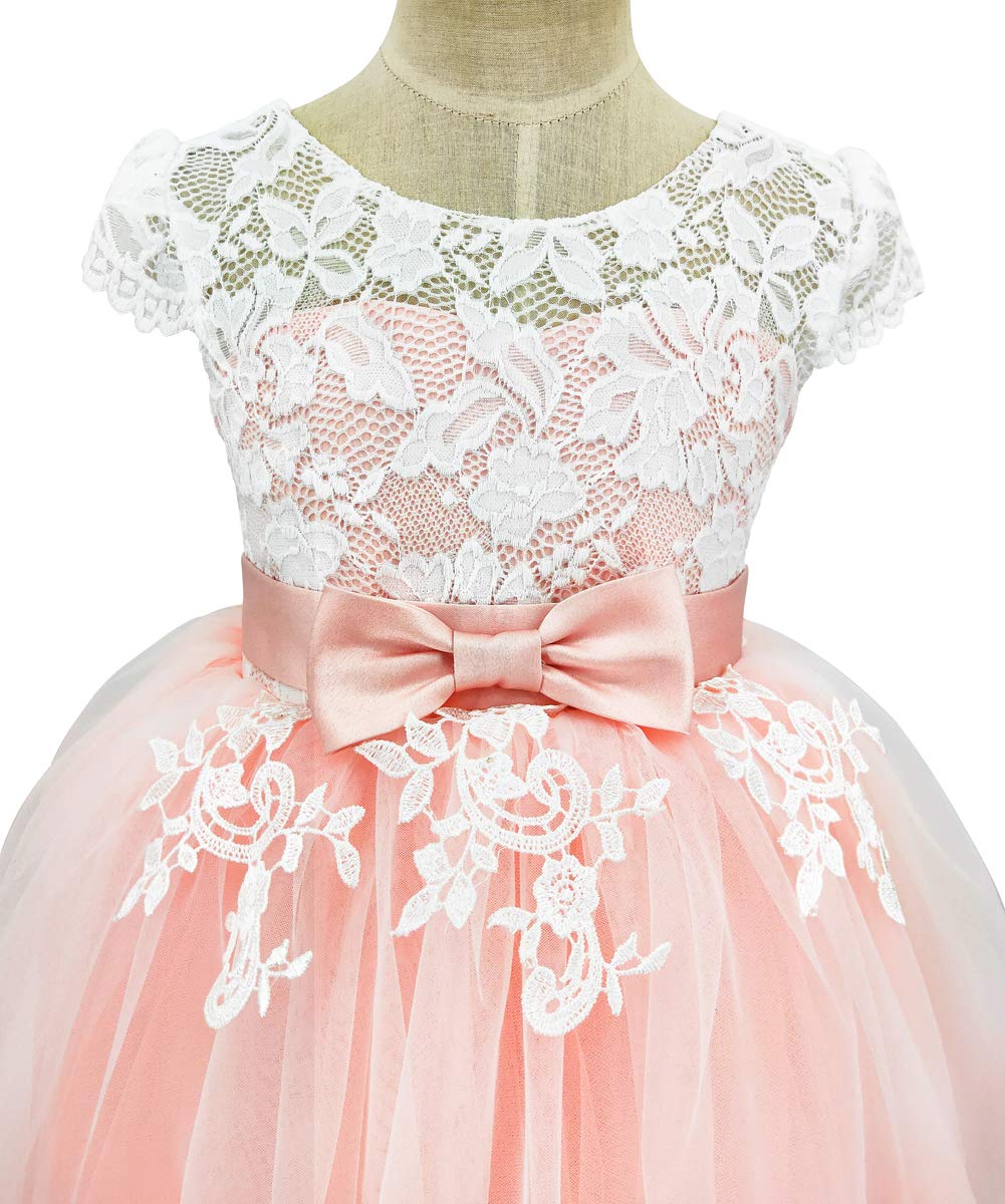TYHTYM Blumenmädchen Kleid, Festzug, Hochzeit, Spitzenkleid, Abschlussballkleid, Mädchen, Partykleid, Flattern Ärmel, Weiß