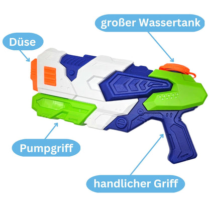 alldoro 60103 Water Power Wasserpistole ca. 27 cm, Reichweite bis zu 8 Meter, Wasserkanone mit 240 ml Wassertank, für Kinder ab 3 Jahren