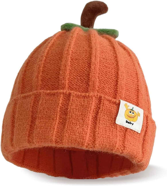 CharmBurst Baby Hat Pumpkin Design Orange, Soft Winter Hat for Boys and Girls, Children's Beanie Hat Halloween Gift, Winter Warm Hat Baby Gift
