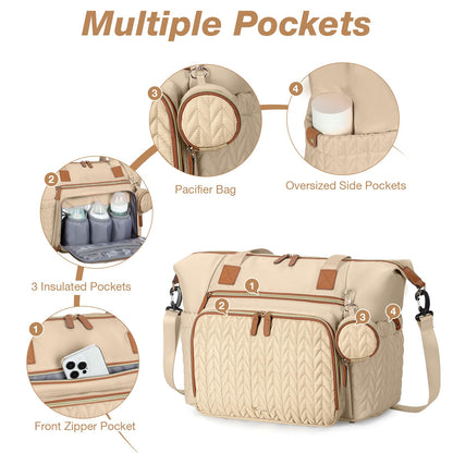 Wickeltasche mit Schnullertasche und Wickelunterlage, Wickelrucksack Multifunktions-Babytasche für Große Reisewindeltasche für Mama und Papa, isolierten Taschen-Dunkelblau