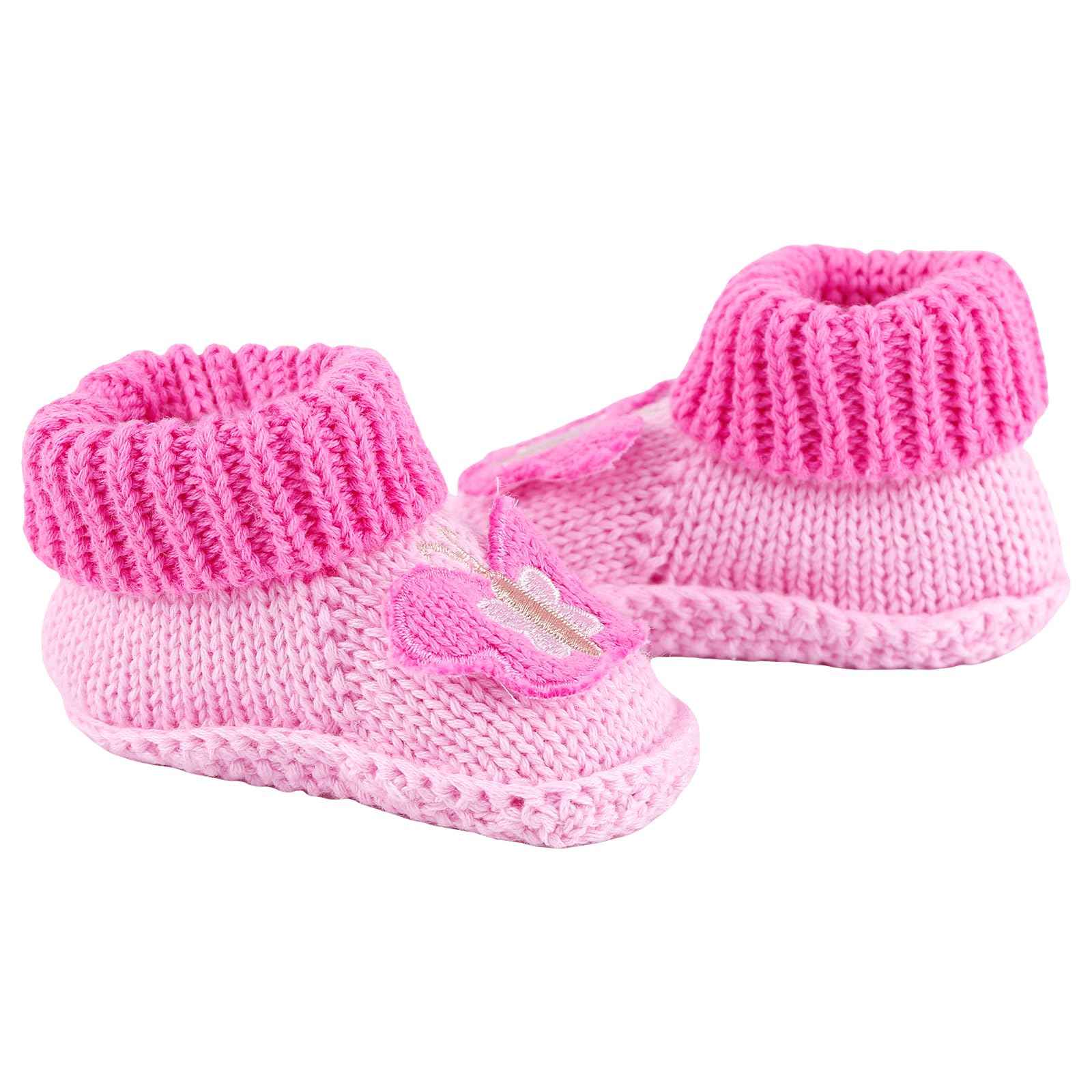 LACOFIA 2 Pairs Newborn Knitted Baby Shoes Soft Baby Boys Girls Ankle Boots 0-3 Months
