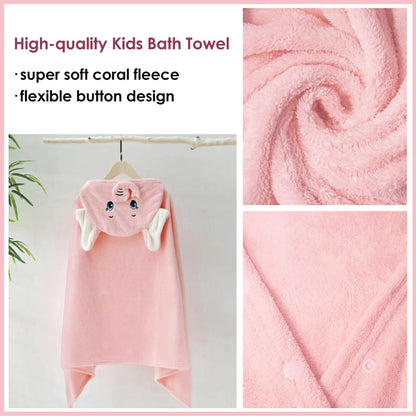 decalsweet Bath Towels for Kids, Large Softness and Absorbent Hooded Baby Bath Towel, Coral Fleece Children's Towel for Bathrobe Boys and Girls, 70 x 140 cm (Blue Elephant) 