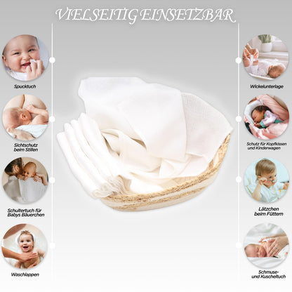 FENSILO - Mulltücher - Mullwindeln - 10er Pack 70x80 cm - Stoffwindeln, Made IN EU, schadstoffgeprüft - Spucktücher Set für Mädchen – Baby Mullwindeln- Rosa - Oeko-TEX Zertifiziert
