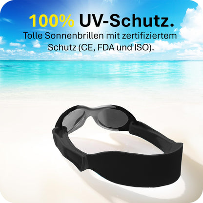Mausito BABY Sonnenbrille 0-18 Monate Mädchen I VERGLEICHSSIEGER Sonnenbrille Baby 100% UV-Schutz I BIEGSAM & verstellbares Band I Schadstofffrei I Europäisches Design für Kinder gemacht