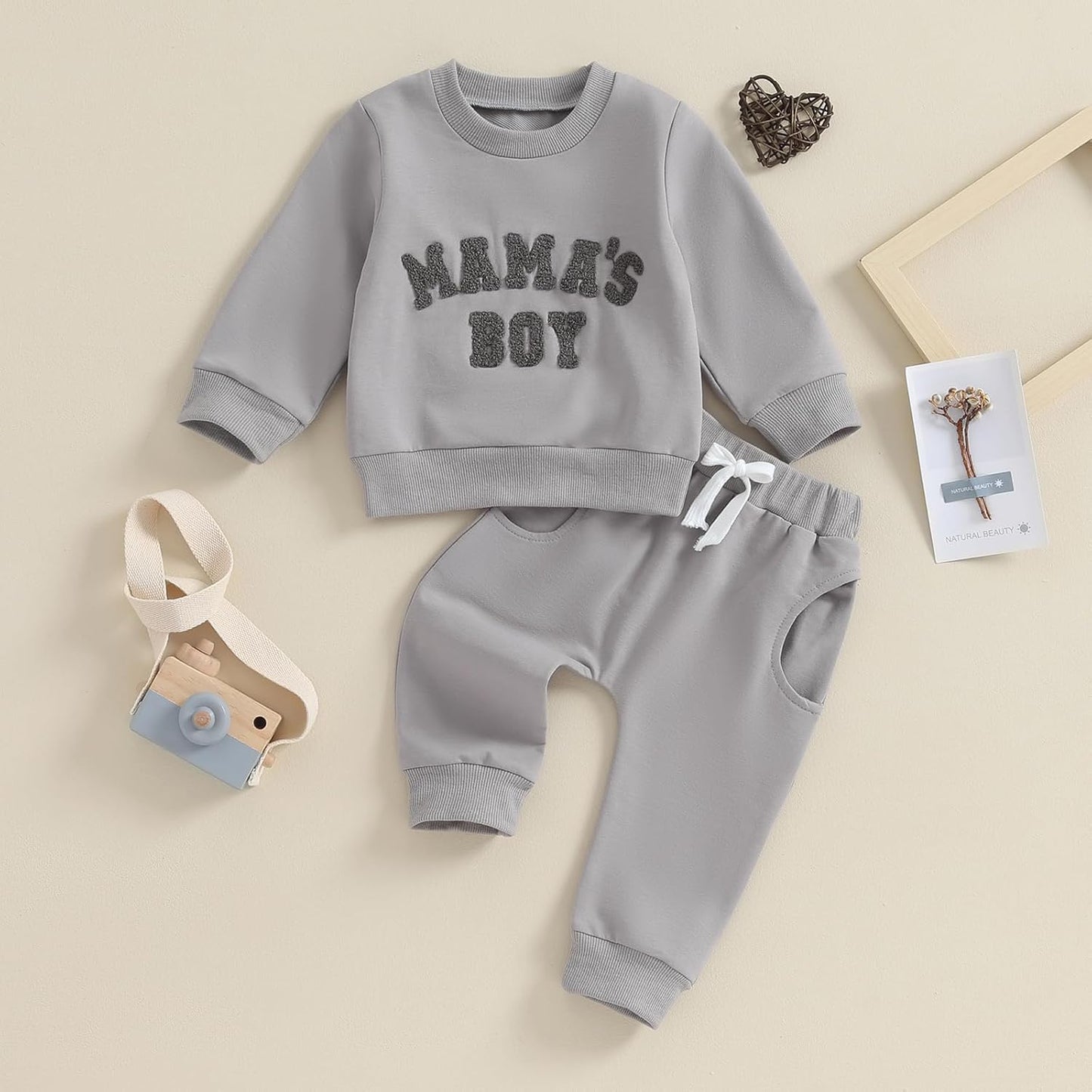 Baby Boys' Two-Piece Outfit, Long Sleeve Sweatshirt + Trousers, 2-Piece Set, Baby Clothing, 0-3 Years, Children's Outfit for Baby Boys 