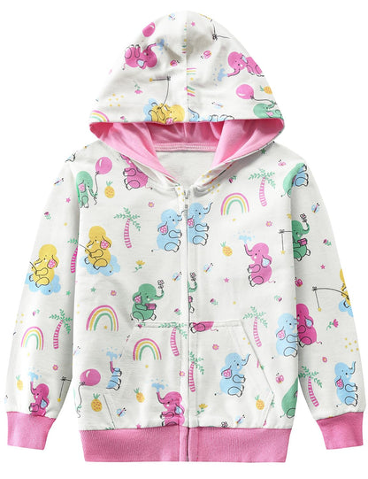 CM-Kid Zip Up Hoodie Mädchen Kapuzenpullover Reißverschluss Sweatshirts Hoody Baumwolle Kinder Erdbeere Langarm Kapuzenjacke Warm 1-7 Jahre 92-122