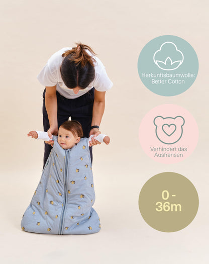 molis&co - Baby Sleeping Bag 2.5 TOG - All-Year Sleeping Bag - Baby Sleeping Bag Newborn - 100% Cotton (Oeko-Tex 100), Sleeveless Winter Sleeping Bag Padded - Premium Quality - Colima (70 cm)