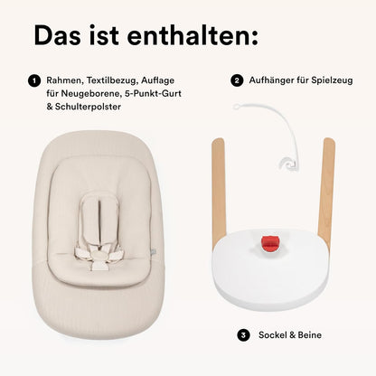 Stokke Yoga Baby Rocker & Swing, Light Sand - 2 Directions of Movement for Soothing & Stimulation of Babies up to 11 kg - With Newborn Pillow for Head Support - 3 Adjustable Positions