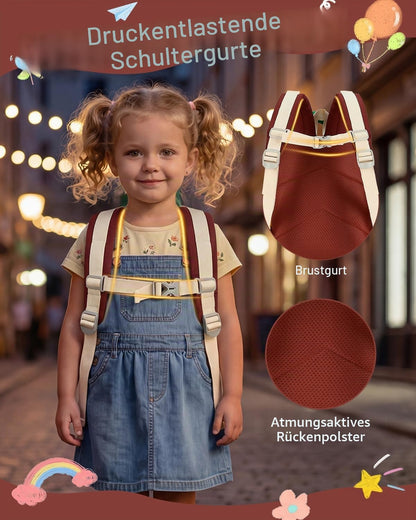 PROTAURI Kindergartenrucksack Mädchen 2-5 Jahre 8L 3D Eis, Dunkelrosa | mit Brustgurt wasserabweisend leicht atmungsaktiv ergonomisch Macaron-Farben