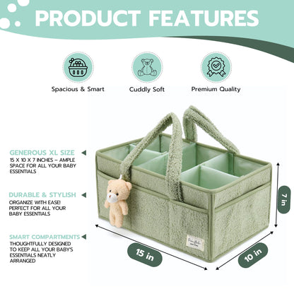Baby Windel Caddy Organizer für Wickelauflage, Aufbewahrungskorb für Windeln und Tücher, Geschenk für Babyparty, Autowagen Organizer, Kindergarten Windel Organizer, Laptop