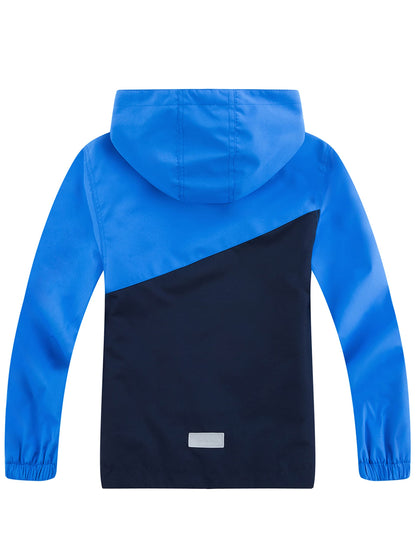 YOUNGSOUL Kinder Wind und Wasserdicht Regenjacke mit Farbblock