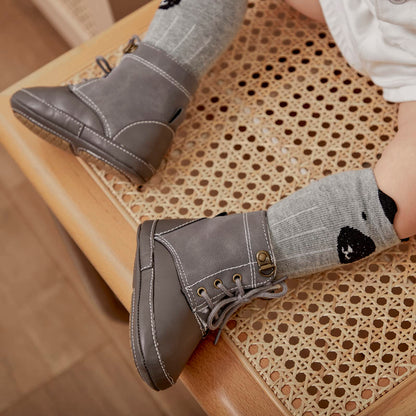 LACOFIA Baby Boys Cowboy Winter Boots Toddler Non-Slip Laces Snow Boots