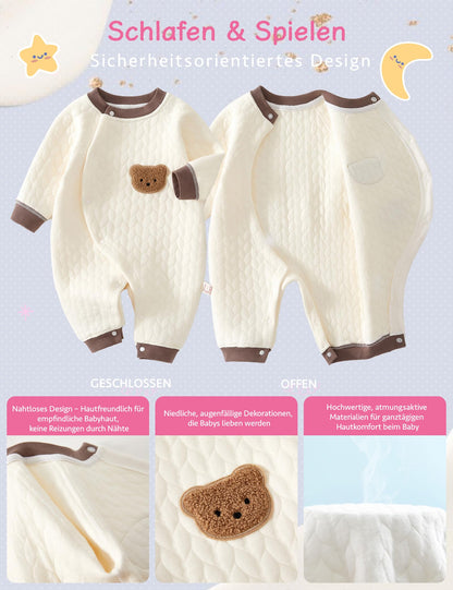 Neugeborener Unisex Strampler, Langarm-Overall, 100 % Baumwolle, weich und bequem, für Babys, Oberbekleidung und Nachtwäsche, geeignet für alle Jahreszeiten