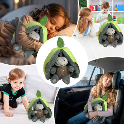 Atmendes Kuscheltier Esel, 32cm Herzschlag Plüsch Esel mit Atmung, Musik und Lichtern, Weiches Erdbeer Avocado Plüschtier Puppe, Kuscheltier Atmet Esels zum Linderung Angstzuständen (Rosa)