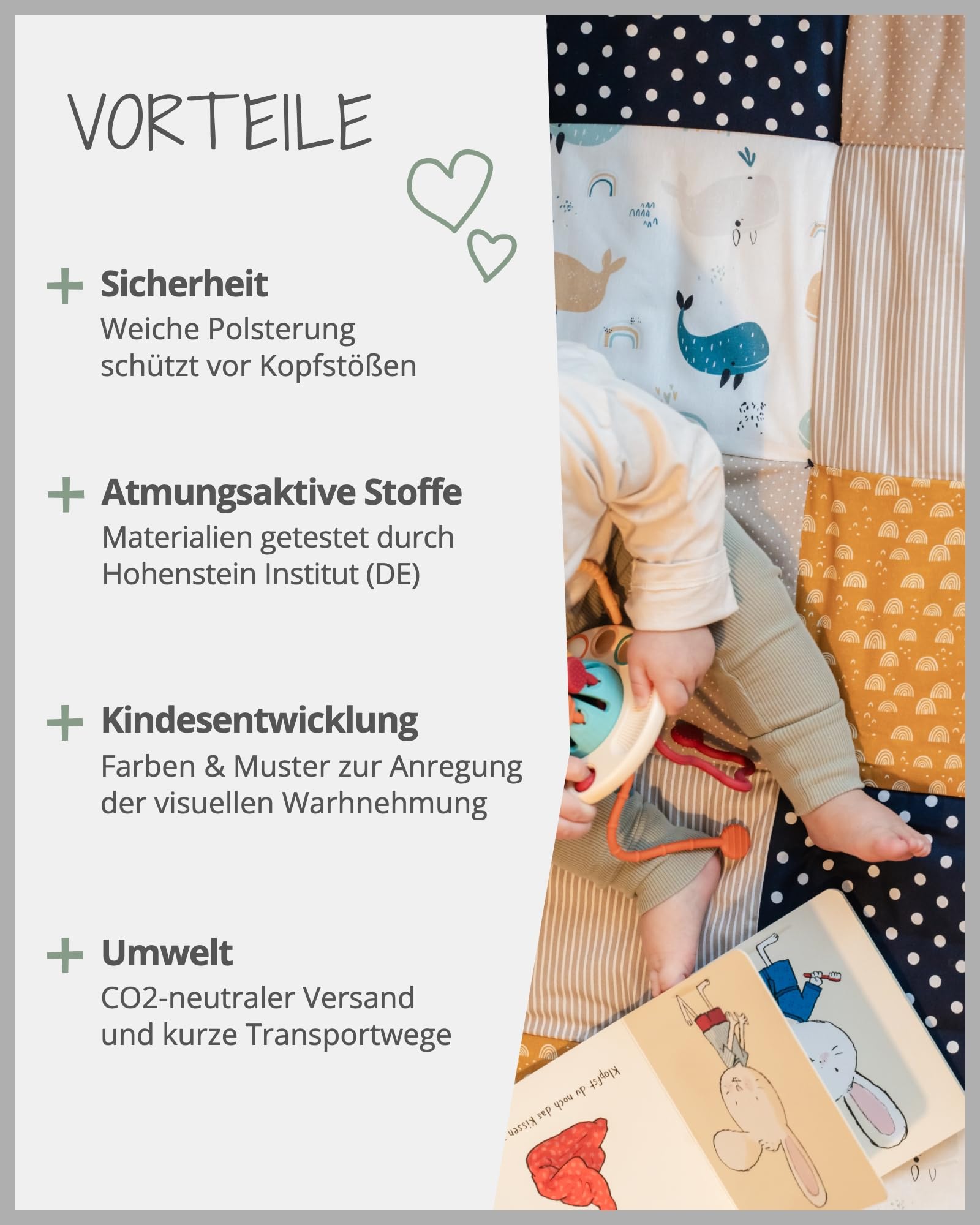 ULLENBOOM Krabbeldecke für Baby 100x100 cm, 100% OEKO-TEX Materialien, Made in EU, Dick & weich gepolstert, Sandblume - ideal als Babydecke, Laufgittereinlage & Spieldecke Baby - Meloni2
