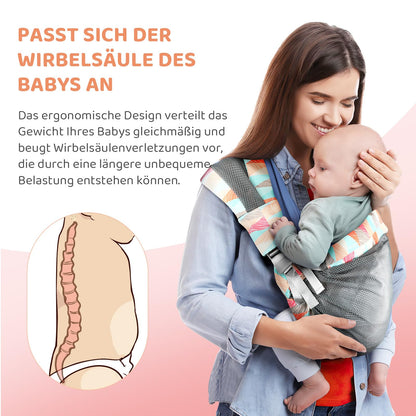 Baby carrier for newborns from birth, ergonomic, child carrier, adjustable baby carrier, suitable for babies from 3 to 36 months, easy to put on, ideal for hands-free parenting 
