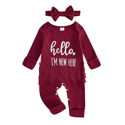 Geagodelia Baby Girl Romper + Headband Newborn Clothing Outfit Jumpsuit Baby Clothes Soft Baby Romper