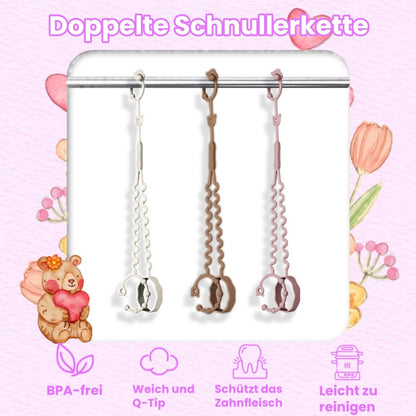 Schnullerkette aus Silikon,Schnullerband für Babys MäDchen und Junge,BPA-frei Sicherheitsgurte für Spielzeug,Einteiliger Schnullerhalter und Beißringspielzeug,2er-Pack (Leopard + Khaki)