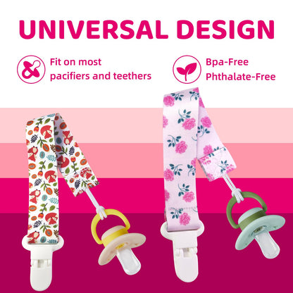 Smlpuame Baby Schnullerkette Mädchen Junge,6 Stück BPA-Frei Schnullerband Stoff Mädchen Junge,Schnuller Kette Nuckelkette Passen Die Meisten Schnuller und Beißspielzeug,Dummy Clips für Baby (Tier)