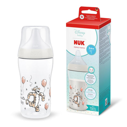 NUK First Choice+ Baby Bottle Starter Set | 0–6 months | 4 bottles with Temperature Control &amp; Bottle Box | Anti-Colic Air System | BPA-free | Disney Winnie the Pooh 