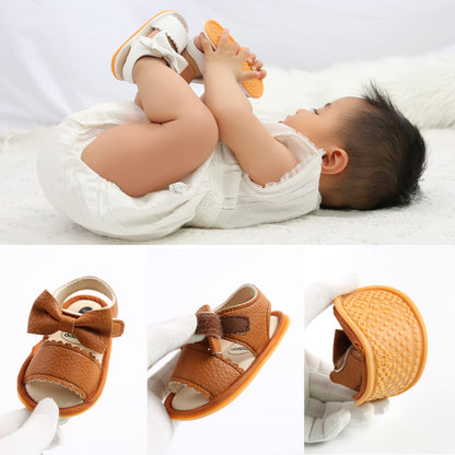 Babyschuhe RVROVIC Sandalen für Jungen und Mädchen mit weichem Sohlen, leichten Sommer-Schuhen und Schleifen-Knoten für Kleinkinder, ideal für den Outdoor-Gang.