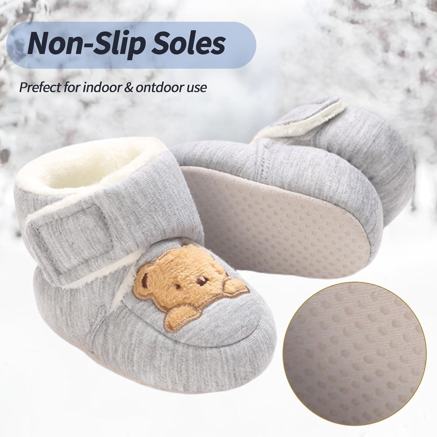 Baby Winter Shoes Warm Baby Shoes Winter Non-Slip Adjustable Newborn Snow Shoes First Walking Shoes Lined Thermal Fleece Crawling Shoes Slippers Winter Boots 0-18 Months 