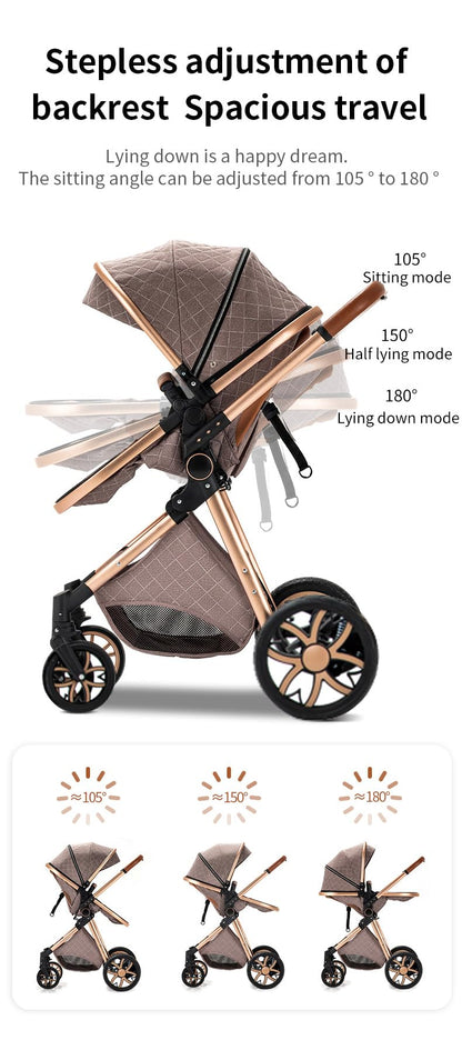 YAZOCO Kinderwagen 3 in 1 Buggy Babybett Komplett Set mit einem Klick Zusammenklappbarer Kinderwagen, KombiKinderwagen Aluminiumrahmen für Neugeborene Sitzzubehör