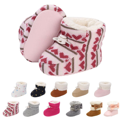 Tolaler Baby Newborn Fleece Booties Unisex, Thickened Lining, Warm Baby Winter Shoes, Adjustable Non-Slip with Soft Sole, Baby Booties/Everyday Wear (0–18 Months)