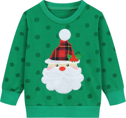 EULLA Kinder Mädchen Jungen Weihnacht Pullover Sweatshirt Weihnachtsoutfit Weihnachtspuli Christmas Xmas Rentier Weihnachtsmann Weihnachtskleidung 92 98 104 110 116 122