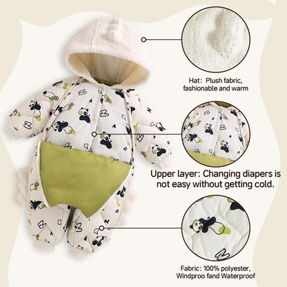 JiAmy Baby Snowsuit, Baby Boys Girls Winter Jumpsuit Romper Newborn Snow Overall for 6-24 Months