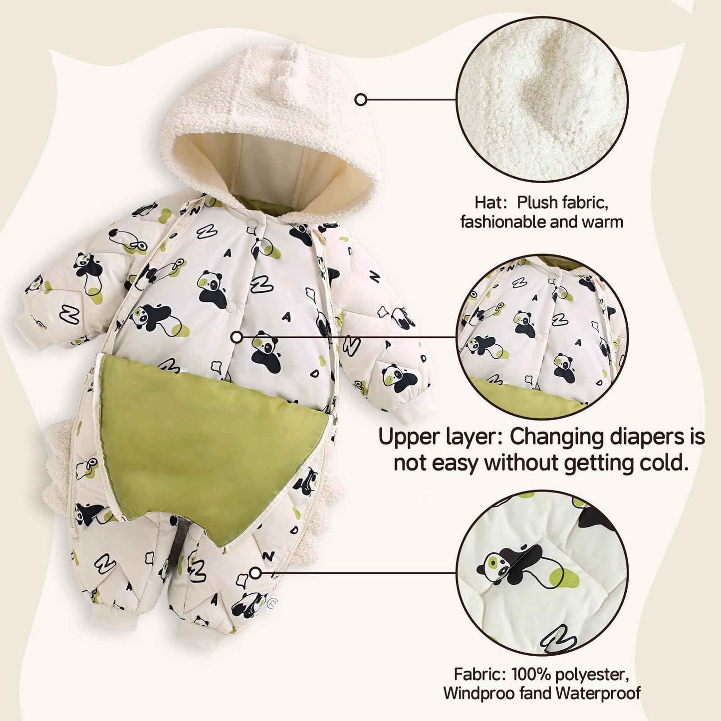 JiAmy Baby Snowsuit, Baby Boys Girls Winter Jumpsuit Romper Newborn Snow Overall for 6-24 Months