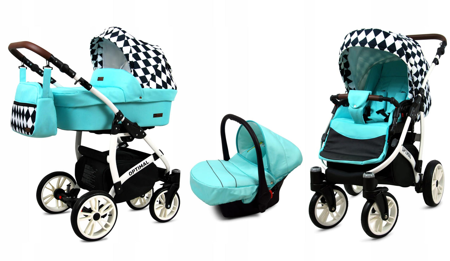 BabyLux® Kinderwagen Set 4 in 1 - Optimal - incl. Babywanne, Buggy Sportsitz, Auto-Babyschale, ISOFIX-Basisstation - Autositz - Kinderwagenset - Kombikinderwagen mit Wickeltasche usw.