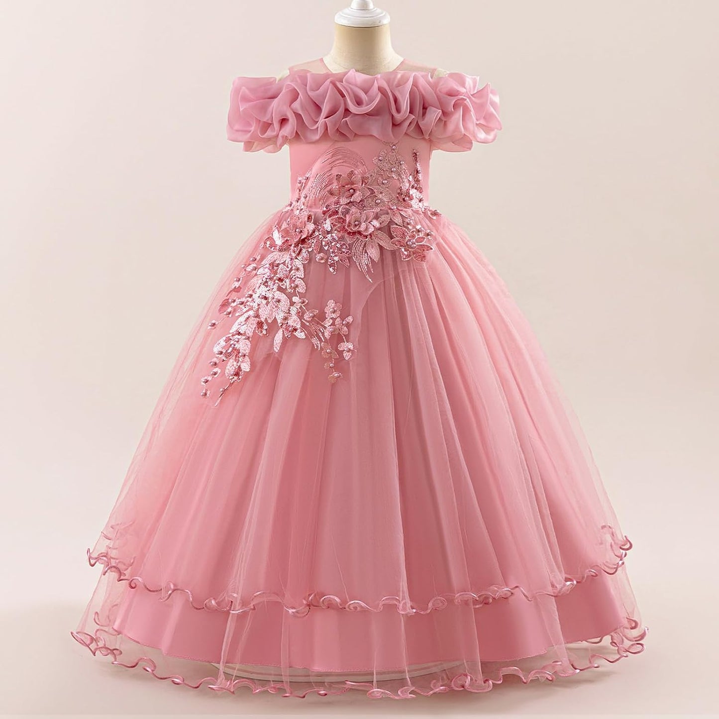Kinder Mädchen Blumenmädchen Kleider Bestickt Hochzeit Brautjungfer Kleider Trägerlose Prinzessin Kleider Klavier Kostüme