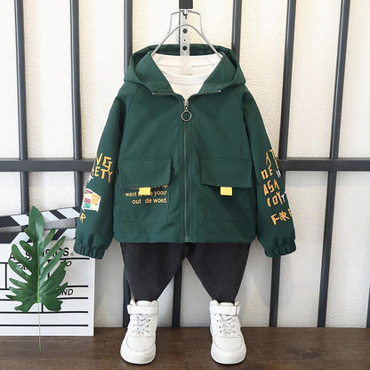 L SERVER Transition Jacket Boys Windbreaker with Hood Fashion Trench Coat Children Lightweight Windbreaker Outdoor Jacket for Spring and Autumn 