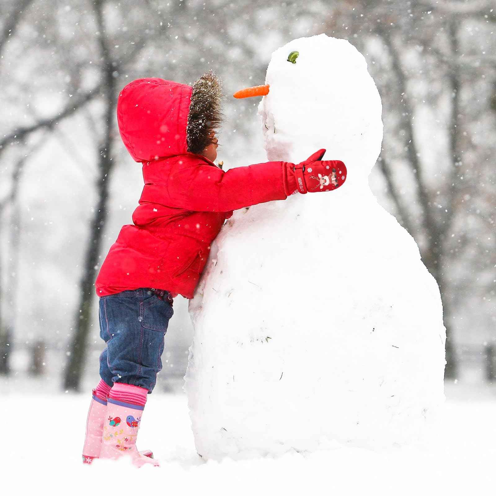 CUINIUNAID Fausthandschuhe Kinder Fäustlinge Kinder Wasserdicht Warm Fleece Weihnachten Kinder Thermohandschuhe für 1-9 Jahre Winterhandschuhe Kinder Schneehandschuhe Kinder Ski Handschuhe