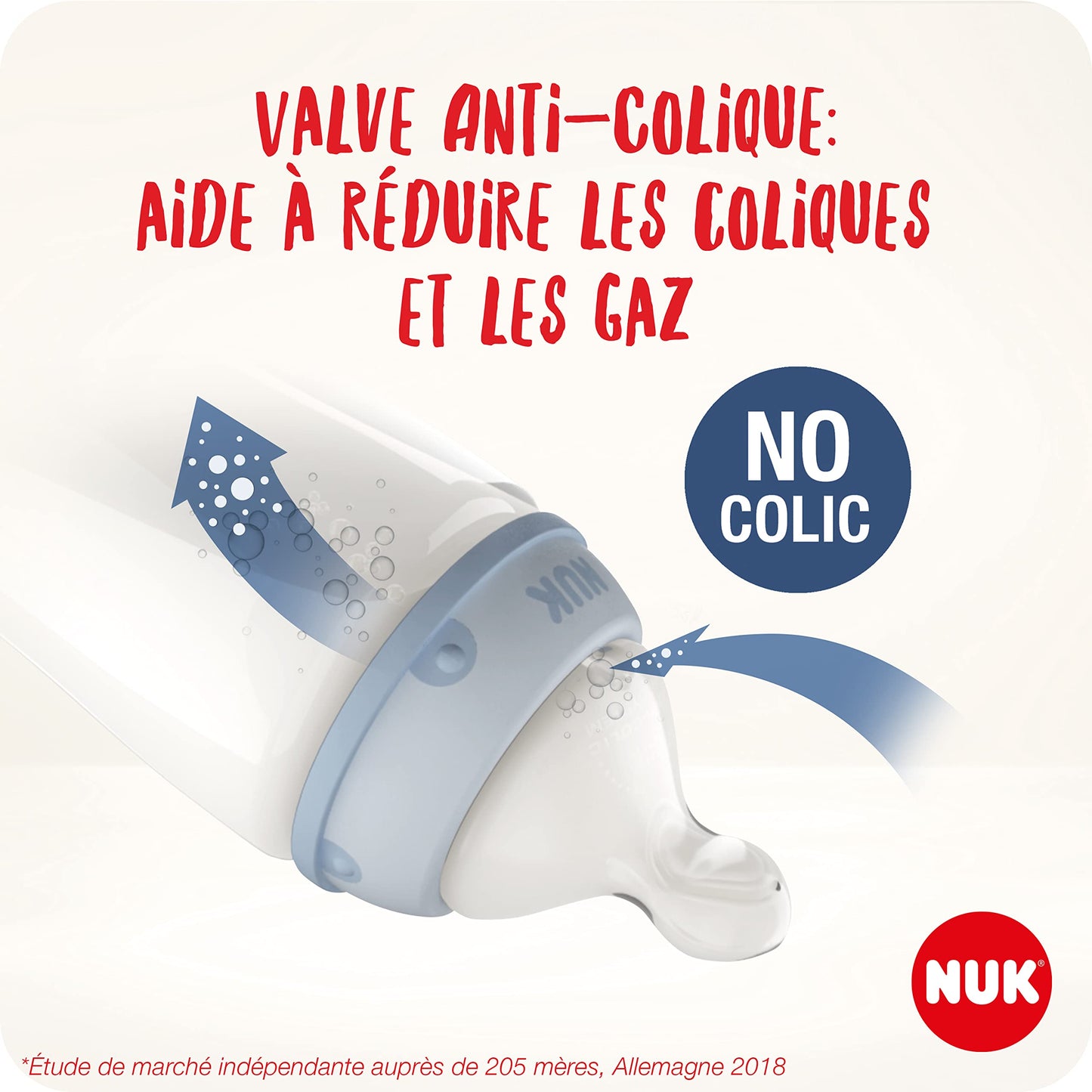 NUK First Choice+ Babyflasche | 6-18 Monate | Temperaturkontrolle | Fließkontrolle | Anti-Colic Belüftungssystem | 360 ml | BPA-frei | Silikonsauger | Krokodil (blau)