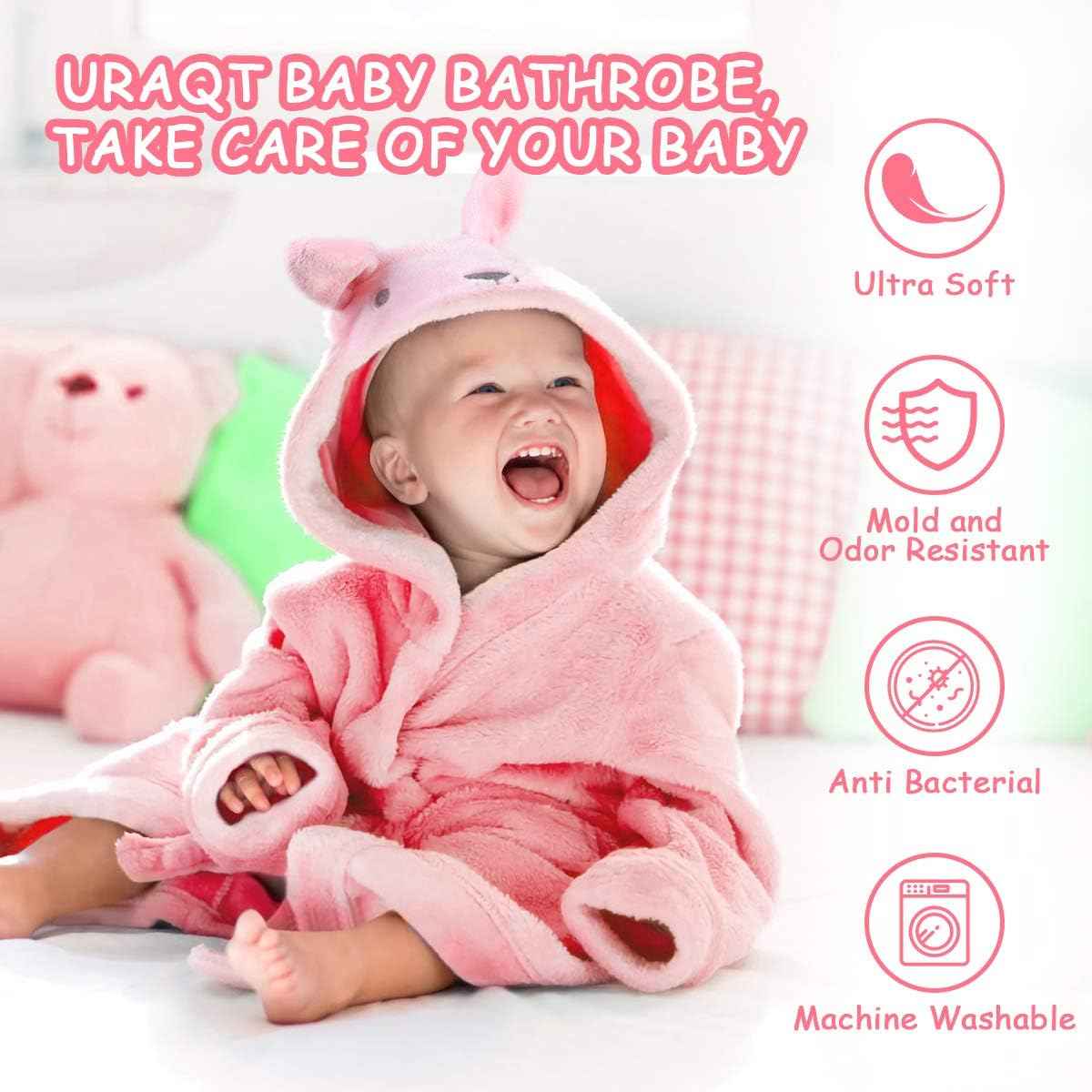 URAQT Kapuzenhandtuch Baby, Baby Kleinkinder Kids Bademantel mit Kapuze, Kapuzenbademantel Niedlichen, Einheitsgröße, Rosa