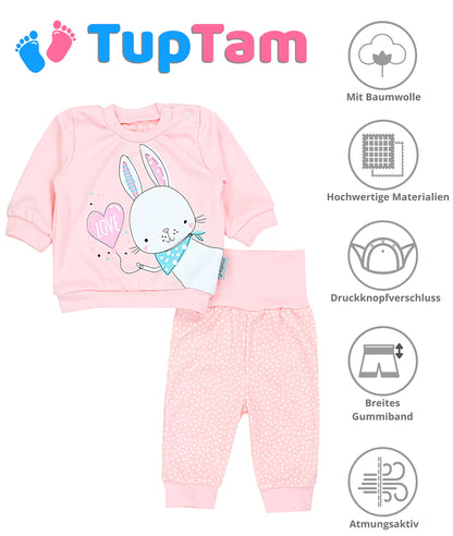 Baby Mädchen Langarm Shirt mit Print Saying Baby Hose Baby Kleidung 2-teiliges Set