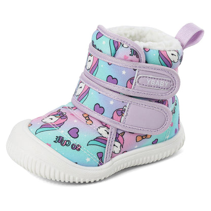 MASOCIO Winter Shoes Baby Boots Boys Girls Toddler Winter Boots Plush Flat Rubber Non-Slip Size 19-27 EU