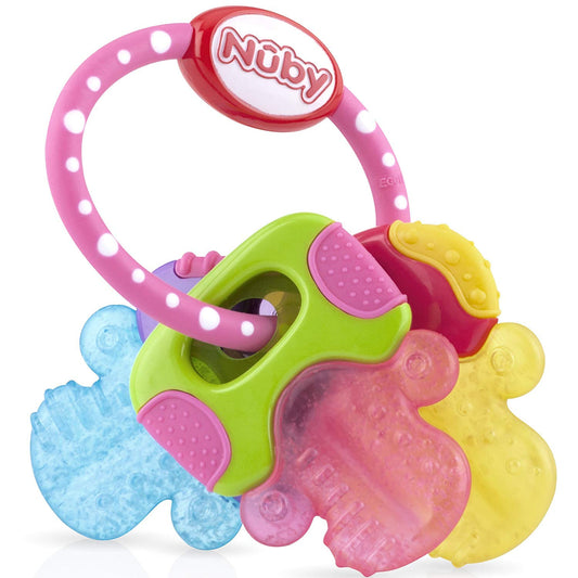Nûby Beißring für Babys fördert Sehsinn & Motorik, Greifling mit ICE-Gel erreicht auch die Backenzähne, ab 3+ Monate 600 Blau 1 Stück (1er Pack) - Meloni2