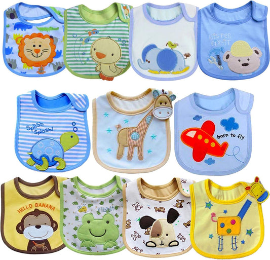 SLOSH 11 Waterproof Baby Bibs with Velcro Fastener, for Newborns Niño Niñas Unisex 11pcs 