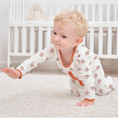 Neugeborenes Baby Jungen Mädchen Strampler mit Fuß Baby Schlafanzug Einteilige Lange Ärmel Overall Säuglings Frühling Herbst Body, 3er-Pack