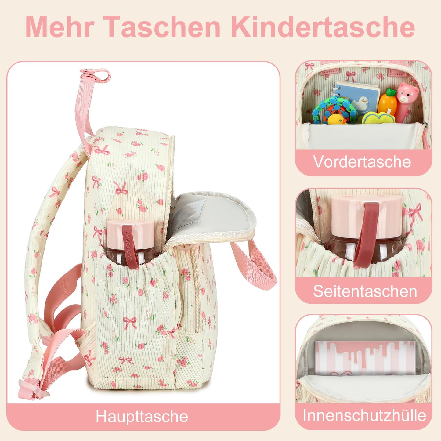 LEDAOU Kids Waterproof Backpack for Children 2-4 Years Nursery School Boys Girls