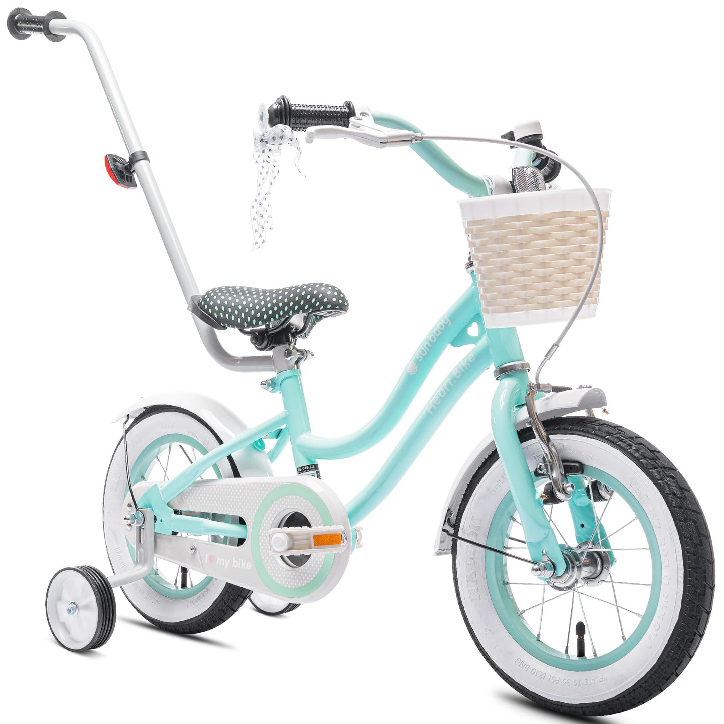 sun baby Mädchenfahrrad 12, 14 und 16 Zoll Radgröße Heart Bike zur Auswahl, mit Abnehmbarer Schubstange, Kinderfahrrad für Mädchen von 2 bis 6 Jahre - Meloni2